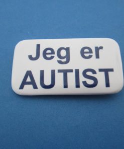 Badge m. nål  Jeg er AUTIST 5,3 cm. HMI 119464